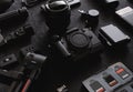 Work space photographer with digital camera, Gimbal Stabilizers Royalty Free Stock Photo
