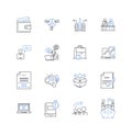 Work structure line icons collection. Hierarchy, Departmentalization, Centralization, Decentralization, Flexibility