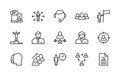 Work and success, business people, vector linear icons set. Business management. Collection icons of business people for Royalty Free Stock Photo