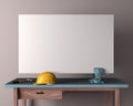 work table, helmet and carpentry vises on empty wall background, 3D render