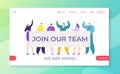 Work team hiring flat employee, announcement background banner vector illustration. Business job hire concept design