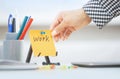 Work text on adhesive note Royalty Free Stock Photo