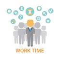 Work Time Icon Working Process Organization Concept Banner