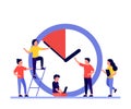 Work time management concept, people and clock, deadline. Business timing, concept of interaction people and time Royalty Free Stock Photo