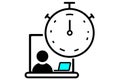 Work timer icon Flexible working hours. immediate icon balance work. Remote time icon Task stopwatch time. working time management