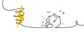 Work timer line icon. Task stopwatch time sign. Continuous line with curl. Vector