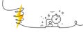 Work timer line icon. Task stopwatch time sign. Continuous line with curl. Vector