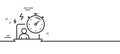 Work timer line icon. Task stopwatch time sign. Vector