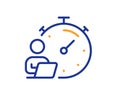 Work timer line icon. Task stopwatch time sign. Vector