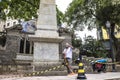 Work to clean vandalism graffiti, waterproof and restore the Obelisco da Memoria