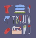 Work tools flat color vector objects set Royalty Free Stock Photo