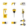 Work tools flat vector illustrations set