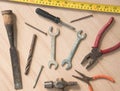 Work tools hammer, wrench, screwdriver, pincers Royalty Free Stock Photo