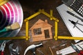 Work Tools and Model House - Home Improvement Royalty Free Stock Photo