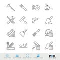 Work tools related vector line icon set isolated on white Royalty Free Stock Photo