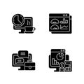 Work tracking black glyph icons set on white space Royalty Free Stock Photo