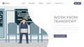 Work from transport landing page template. Distance, remote job website, webpage concept design with flat illustration Royalty Free Stock Photo