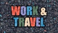 Work and Travel in Multicolor. Doodle Design.