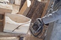 Work of a wood artist with a chainsaw Royalty Free Stock Photo