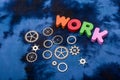 Work wording and wooden cogwheels as industry mechanism