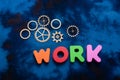 Work wording and wooden cogwheels as industry mechanism