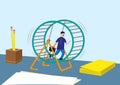 Workaholic concept and more. Businessperson or Sales Marketing Running Endless in a Hamster Wheel.