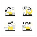 Workaholic flat icons set