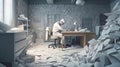 Workaholic Worker Working in Paper Art Style Design. Generative ai