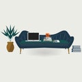 Workaholic - Working at home modern flat design elements