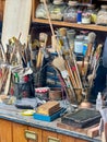 Workbench Of A Luthier With Tools Royalty Free Stock Photo