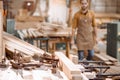 Workbench with vintage carpentry tools Royalty Free Stock Photo