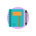 Workbook, Business, Note, Notepad, Pad, Pen, Sketch Abstract Circle Background Flat color Icon Royalty Free Stock Photo