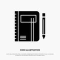 Workbook, Business, Note, Notepad, Pad, Pen, Sketch solid Glyph Icon vector Royalty Free Stock Photo