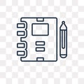 Workbook vector icon isolated on transparent background, linear