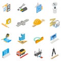 Workday icons set, isometric style