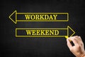 Workday vs Weekend Arrows Concept.