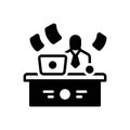 Black solid icon for Worked, office and worker Royalty Free Stock Photo
