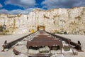 Worked out Limestone quarry Royalty Free Stock Photo