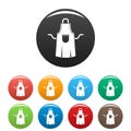 Worker apron icons set color