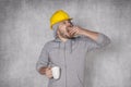 Worker ate lunch in a hurry Royalty Free Stock Photo