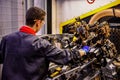 Worker on a automotive spare parts warehouse