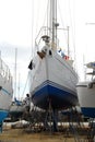 Worker in boatyard