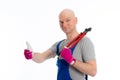 Worker with bolt cropper and thumb up Royalty Free Stock Photo