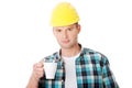 Worker on a break drink coffee Royalty Free Stock Photo