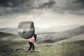 Worker brings boulder with Persistence word