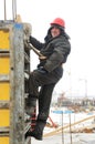 Worker builder at construction site