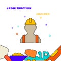 Worker, builder in hard hat filled line icon, simple illustration Royalty Free Stock Photo