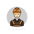 Worker, Building, Carpenter, Construction, Repair Abstract Circle Background Flat color Icon