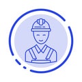 Worker, Building, Carpenter, Construction, Repair Blue Dotted Line Line Icon