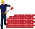 Worker building wall Royalty Free Stock Photo